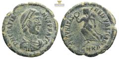 Roman Imperial Coins Obverse legend: D N GRATIANVS P F AVG. Obverse description: Diademed, draped and armored bust of Reverse legend: SECVRITAS - REIPVBLICAE/ R|-//.ASISC. Reverse description: Victori