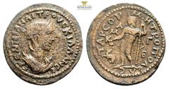 Provincial Provincial CoinsCILICIA. Tarsus. Herennia Etruscilla (Augusta, 249-251). Ae. 13 g. 31,4 mm. Obv: Diademed and draped bust right, set on crescent. Rev: Dionysus standing left, head right, ho