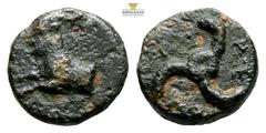 Greek DYNASTS of LYCIA. Perikles. Circa 380-360 BC Obv: Forepart of goat left Rev. Triskeles AE Bronze, 1,35g 10,8mm