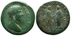 ROMAN REPUBLICAN / IMPERIAL Roman Imperial Lucius Verus. AD 161-169. Æ Sestertius (23,9 gr - 31,20 mm). Rome mint. Struck under Marcus Aurelius and Lucius Verus, AD 162. Laureate head right / Marcus A