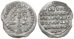 BYZANTINE Byzantine Basil II Bulgaroktonos, with Constantine VIII, 976-1025. Miliaresion (2,8 gr - 23,70 mm), Constantinopolis, Cross crosslet, with X at center and pellet within crescent on shaft; be