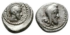 GREEK DYNASTS OF LYCIA. Ddenewele, circa 420/10-400 BC. 2,02 gr - 11,94 mm DiObol . Head of the Satrap to right, wearing Persian tiara; all within a border of dots. Rev. DDENEΛ Head of Athena to right