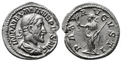 ROMAN IMPERIAL Roman Imperial Coins MAXIMINUS THRAX (235-238). Denarius. Rome. Obv: IMP MAXIMINVS PIVS AVG. Laureate, draped and cuirassed bust right. Rev: PAX AVGVSTI. Pax standing left, holding bran