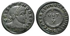 ROMAN IMPERIAL Roman Imperial Coins CRISPUS (Caesar, 316-326). Follis. Aquileia. Obv: CRISPVS NOB CAES. Laureate, draped and cuirassed bust right. Rev: CAESARVM NOSTRORVM / • AQS •. VOT / V in two lin