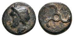 Greek Coins DYNASTS OF LYCIA. Perikles (Circa 380-360 BC). Ae. Obv: Horned head of Pan left . Rev: Triskeles. 2,02 g - 11,79 mm