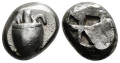 Greek Coins ATTICA. Aegina. Stater (Circa 550-530/25 BC). Obv: Sea turtle, head turned to left in profile. Rev: Deep incuse square with proto-“Union Jack” pattern. Meadows Group Ia; HGC 6, 424. Aegina