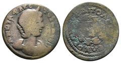 Roman Provincial Coins PHRYGIA,Hierapolis, Annia Faustina (Augusta, 221). AE Obv: ΑΝΝΙΑ ΦΑVСΤЄΙΝΑ СЄΒ - Draped bust right, wearing stephane; c/m: Figure holding scepter (?) and uncertain object. Rev: 