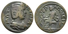 Roman Provincial Coins PHRYGIA. Hierapolis. Otacilia Severa (Augusta, 244-249). Ae. Obv : Μ ΩΤ ϹƐΥΗΡΑ; diademed and draped bust of Otacilia Severa. Rev : ΙƐΡΑΠΟΛƐΙΤΩΝ; Hygieia seated l., feeding serpe