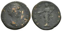 Roman Imperial Coins FAUSTINA I (Augusta, 138-140/1). Dupond. Rome. Obv: FAVSTINA AVG ANTONINI AVG PII P P. Draped bust right. Rev: CONCORDIA AVG / S - C. Concordia standing left, holding patera and d