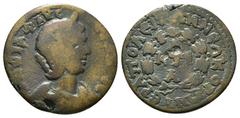 Roman Provincial Coins PHRYGIA. Hierapolis. Annia Faustina, Augusta (221 AD) AE Bronze Obv: ΑΝΝΙΑ ΦΑΥϹΤΕΙΝΑ ϹΕΒ. Diademed and draped bust of Annia Faustina, right Rev: ΙΕΡΑΠΟΛΕΙΤΩΝ ΝΕΩΚΟΡΩΝ. ΑΚΤΙΑ, in