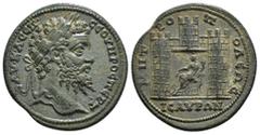 Roman Provincial Coins CILICIA. Isaura. Septimius Severus, 193-211. Tetrassarion, Obv : AY•K•Λ•CЄΠ•CЄOYHPOC ΠЄPT Laureate head of Septimius Severus to right. Rev. MHTPOΠOΛЄΩC / ICAYPΩN City-gate with 