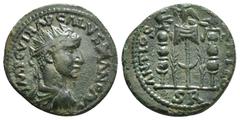 Roman Provincial Coins Pisidia, Antioch AE. Trebonianus Gallus for Volusian (Augustus) Obv: IMP C VMP CALVSSIAND AVG; radiate, draped and cuirassed bust of Volusian, right, seen from rear Rev: ANTIO(C