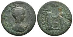 Roman Provincial Coins Pamphylia. Perge. Tranquillina AD 241-244. AE Homonoia issue with Side ϹΑΒЄΙ ΤΡΑΝΚΥΛΛЄΙΝΑΝ ϹЄΒ, diademed and draped bust of Tranquillina right, set on crescent / ΠΕΡΓΑΙΩΝ ϹΙΔΗΤΩ