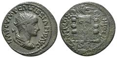 Roman Provincial Coins Pisidia, Antioch AE Trebonianus Gallus for Volusian (Augustus) Obv: IMP C VMP CALVSSIAND AVG; radiate, draped and cuirassed bust of Volusian, right, seen from rear Rev: ANTIO(C)
