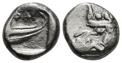 Greek Coins LYCIA. Phaselis. Stater (Circa 500-440 BC). Obv: Prow of galley left in the form of forepart of boar. Rev: ΦΑΣ. Stern of galley right within incuse square. 3,64 g - 13,80 mm