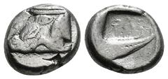 Greek Coins LYCIA. Phaselis. Stater (Circa 500-440 BC). Obv: Prow of galley left in the form of forepart of boar. Rev: ΦΑΣ. Stern of galley right within incuse square. 3,63 g