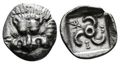 Greek Coins DYNASTS OF LYCIA. Uncertain dynast, 4th century BC. Hemiobol, Facing lion's scalp. Rev. Triskeles, with central annulet, moving to left; 0,32 g - 8,01 mm