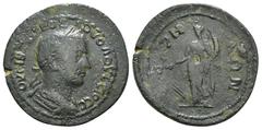 Roman Provincial Coins PISIDIA, Baris. Volusian.(251-253). Ae. Obv : ΟΥƐΙΒ ΓΑΛΛΟϹ Λ ΟΥΟΛΟΥϹϹΙΟϹ Ϲ. Laureate, draped and cuirassed bust of Volusian, right, seen from rear. Rev : ΒΑΡΗΝΩΝ. Tyche standing