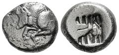 Greek Coins LYCIA,Uncertain dynasts. Stater. Ar Silver. Circa 525-475 BC. Forepart of boar running left. Rev: Quadripartite incuse punch. 9,25 g Harshly cleaned / polished