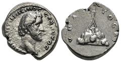 Roman Provincial Coins CAPPADOCIA. Caesarea. Antoninus Pius (138-161). Didrachm. Obv: ΑΥΤΟΚΡ ΑΝΤωΝЄΙΝΟϹ ϹЄΒΑϹΤΟϹ. Laureate head right. Rev: ΥΠΑΤΟϹ Β. Mount Argaeus with trees; on summit, Helios standi