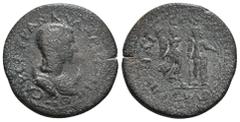 Roman Provincial Coins PAMPHYLIA. Perge. Tranquillina, Augusta, 241-244. Tetrassarion. ϹΑΒЄΙ ΤΡΑΝΚΥΛΛЄΙΝΑΝ ϹЄΒ Diademed and draped bust of Tranquillina set to right on crescent. Rev. ΠЄΡΓΑΙΑϹ ΑΡΤЄΜΙΔΟ