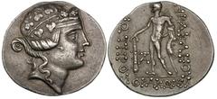 THRACE. “The Thracians.” Ca. 88 BC. Silver tetradrachm (16.63 gm), imitating types of Thasos. Head of young Dionysus right, wearing mitre and wreathed with ivy / ΗΡΑΚΛΕΟΥΣ ΣΩΤΗΡΟΣ ΘΡΑΚΩΝ, young Heracl