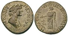LYDIA. Silandus. Anonymous. Reign of Domitian (AD 81–96). Æ 25 (6.94 gm). ΘΕΟΝ CVN—ΚΛΗΤΟΝ, bare-headed, draped bust of the Senate right / CIΛΑΝΔΕΩΝ ΕΠΙ ΔΗΜΟΦΙΛΟΥ CTP, cult statue of male figure standi