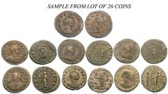 Lot of 26 billon aurelianiani. Aurelian (3), Severina, revs. Oriens Aug, Restitut Orbis (2); Severina; Tacitus; Probus (13), revs. Adventus Aug, Clementia Temp (3), Conservat Aug, Fides Militum, Pieta