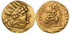 KINGS OF CIMMERIAN BOSPORUS. Paerisades V (ca. 140/130–111/108 BC). Gold stater (8.27 gm). Diademed head of Paerisades right / ΒΑΣΙΛΕΩΣ ΠΑΙΡΙΣΑΔΟΥ, Athena enthroned left, supporting Nike on extended r