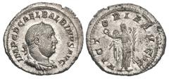 Balbinus (AD 238). Silver denarius (3.36 gm). IMP C D CAEL BALBINVS AVG, laureate, draped, and cuirassed bust of Balbinus right / VICTORIA AVGG, Victory standing facing, head left, holding wreath and 