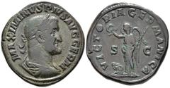 ROMAN IMPERIAL Maximinus Thrax (AD 235–238). Sestertius (AE, 32 mm, 24.06 g) AD 236–238, Rome mint. MAXIMINVS PIVS AVG GERM Laureate, draped and cuirassed Bust of Maximinus I right. / VICTORIA GERMANI
