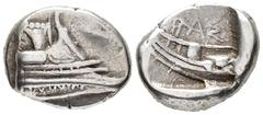 GREEK LYCIA. Phaselis. Tetrobol (AR, 15 mm, 3.45 g), c. 500–440 BC. Prow of galley right / ΦΑΣ Stern of galley left within incuse square. Heipp-Tamer Series 4, Emission 2. Lightly toned, struck from t