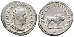 ROMAN IMPERIAL Philippus I Arabs (AD 244–249). Antoninianus (AR, 23 mm, 4.27 g), Rome mint, AD 248. IMP PHILIPPVS AVG Bust of Philippus I right, radiate, draped and cuirassed, seen from behind / SAECV