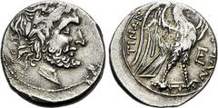 MONNAIES GRECQUES: SICILE ET CARTHAGE Drachme, (279-241). A/. Tête barbue et laurée de Zeus à droite. R/. Aigle debout à droite. E devant. - Références : BMC, n° 82 - SNG, ANS, n° 1135 var. - SNG, Cop