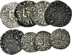 MONNAIES FÉODALES Comté d'ANJOU .FOULQUES IV ou V (1060-1109-1129). Denier. - Type immobilisé. Denier. (Duplessy, n°374, 377). 0,78g. 0,98g. - CHARLES Ier (1246-1266). Deniers (2). (Duplessy, n°380). 