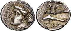 GREEK COINS PAPHLAGONIA SINOPE. AR-Drachme, 330/300 v. Chr., Magistrat Dion; 5,00 g. Nymphenkopf l.//Adler auf Delphin l. SNG BM 1484. Feine Tönung, vorzüglich