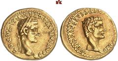 DIE SAMMLUNG ROGER WOLF - CLASSICA ET PATRIA. RÖMISCHE MÜNZEN. MÜNZEN DER RÖMISCHEN KAISERZEIT. Gaius Caligula, 37-41, und Germanicus AV-Aureus, 37/38, Rom; 7,68 g. Kopf des Gaius Caligula r. mit Lorb