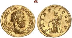 DIE SAMMLUNG ROGER WOLF - CLASSICA ET PATRIA. RÖMISCHE MÜNZEN. MÜNZEN DER RÖMISCHEN KAISERZEIT. Macrinus, 217-218 AV-Aureus, März/Juni 218, Rom; 7,25 g. Drapierte Büste r. mit Lorbeerkranz// Annona st