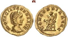 DIE SAMMLUNG ROGER WOLF - CLASSICA ET PATRIA. RÖMISCHE MÜNZEN. MÜNZEN DER RÖMISCHEN KAISERZEIT. Philippus I., 244-249 - für Otacilia Severa. AV-Aureus, 246/248, Rom; 4,01 g. Drapierte Büste r. mit Dia