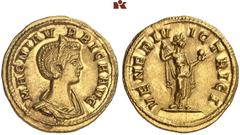 DIE SAMMLUNG ROGER WOLF - CLASSICA ET PATRIA. RÖMISCHE MÜNZEN. MÜNZEN DER RÖMISCHEN KAISERZEIT. Carinus, 283-285, für Magnia Urbica AV-Aureus, Rom; 4,36 g. Drapierte Büste r. mit Diadem// Venus steht 