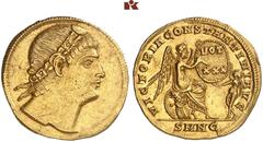 DIE SAMMLUNG ROGER WOLF - CLASSICA ET PATRIA. RÖMISCHE MÜNZEN. MÜNZEN DER RÖMISCHEN KAISERZEIT. Constantinus I., 306-337 AV-Solidus, 335, Nicomedia; 4,50 g. Kopf r. mit Rosettendiadem//Victoria sitzt 