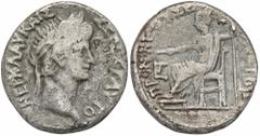 ROMAN COINS MÜNZEN DER RÖMISCHEN KAISERZEIT Nero, 54-68. B-Tetradrachme, Jahr 3 (= 56/57), Alexandria (Aegyptus); 10,64 g. Drapierte Büste r. mit Lorbeerkranz//Augustus (?) sitzt l. mit Strahlenbinde,