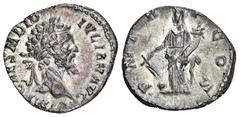 ROMAN COINS MÜNZEN DER RÖMISCHEN KAISERZEIT Didius Julianus, 193. AR-Denar, Rom; 2,56 g. Kopf r. mit Lorbeerkranz//Fortuna steht l. mit Steuerruder auf Globus und Füllhorn. BMC 6; Coh. 10; RIC 2. Fein