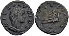 ROMAN COINS MÜNZEN DER RÖMISCHEN KAISERZEIT Maximinus I. Thrax, 235-238 für Diva Paulina. Æ-Sesterz, 236 Rom; 18,64 g. Drapierte Büste r. mit Schleier//Paulina fliegt r. auf Pfau. BMC 129; Coh. 3; RIC