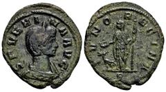 ROMAN COINS MÜNZEN DER RÖMISCHEN KAISERZEIT Aurelianus, 270-275 für Severina. Æ-Sesterz, 275, Rom, 11. Emission; 5 g. Drapierte Büste r. mit Diadem//Juno steht l. mit Patera und Zepter, davor Pfau l. 