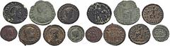 ROMAN COINS LOTS RÖMISCHER MÜNZEN Lot spätrömischer Münzen: Das Lot enthält 7 Bronzemünzen, darunter Folles und Centenionales des 4. Jahrhunderts. Dazu zählen Prägungen für Constantinus II., Gratian, 