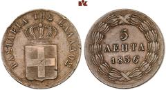 EUROPÄISCHE MÜNZEN UND MEDAILLEN GRIECHENLAND. Otto I., 1832-1862. Ku.-5 Lepta 1836, Athen. Type I. 6,54 g. Divo 21 c (RR); Karamitsos 57. Sehr seltener Jahrgang. Nur 1.000 Exemplare geprägt. Sehr sch