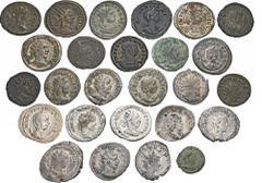 ROMAN COINS LOTS RÖMISCHER MÜNZEN Antoniniane: Enthalten sind 26 Denare von Philippus I. Arabs bis Diocletianus, alle mit den Unterlegzetteln des Sammlers. Interessantes Objekt, bitte besichtigen! 26 