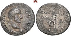 ROMAN COINS MÜNZEN DER RÖMISCHEN KAISERZEIT Galba, 68-69. AR-Denar, 68, unbestimmte spanische Münzstätte (Tarraco?); 3,4 g. Kopf r. mit Lorbeerkranz, unten Globus//Roma steht l. mit Zweig und Speer, F