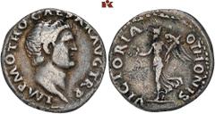 ROMAN COINS MÜNZEN DER RÖMISCHEN KAISERZEIT Otho, 69. AR-Denar, Rom; 3,25 g. Kopf r.//VICTORIA - OTHONIS Victoria geht l. mit Kranz und Zweig. BMC 24; Coh. 24; RIC² 16. R Kl. Kratzer, fast sehr schön 